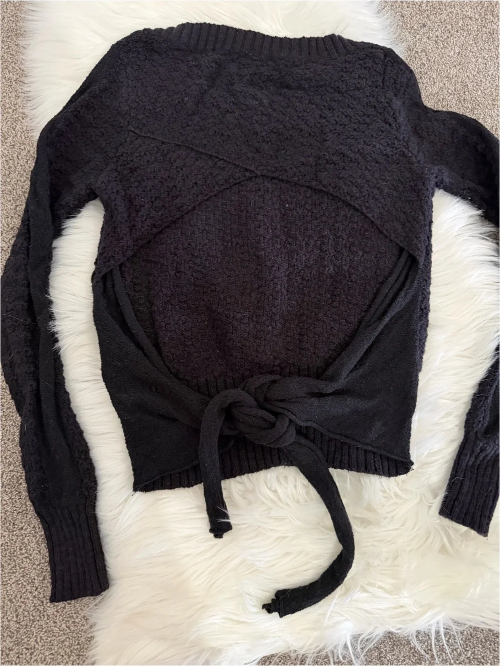 Free People Knit Open Back Tie Sweater